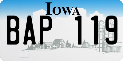 IA license plate BAP119