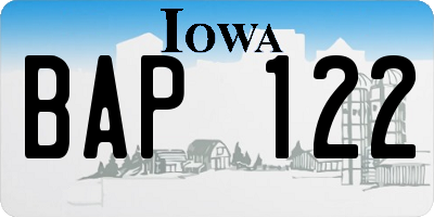IA license plate BAP122