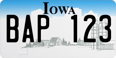 IA license plate BAP123