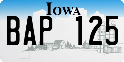 IA license plate BAP125