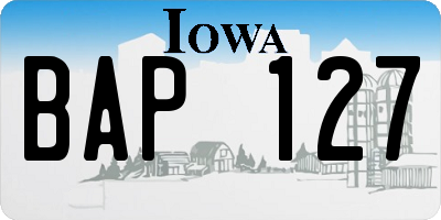 IA license plate BAP127