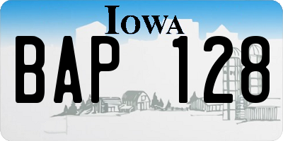 IA license plate BAP128