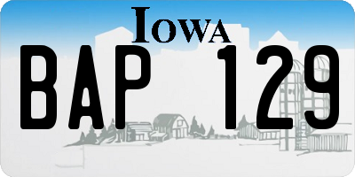 IA license plate BAP129