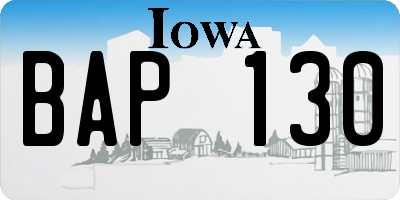 IA license plate BAP130