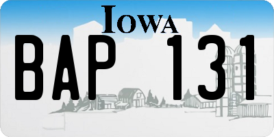 IA license plate BAP131