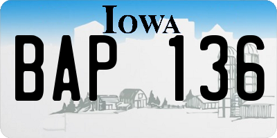 IA license plate BAP136