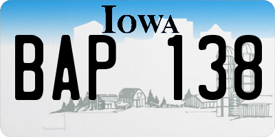 IA license plate BAP138