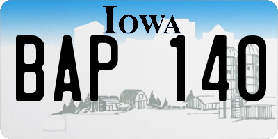 IA license plate BAP140