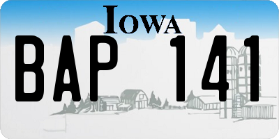 IA license plate BAP141