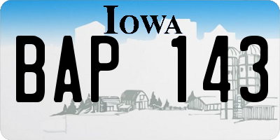 IA license plate BAP143