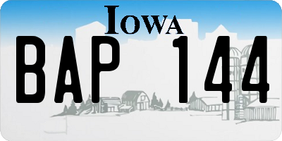 IA license plate BAP144