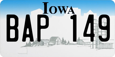 IA license plate BAP149