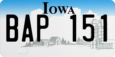 IA license plate BAP151