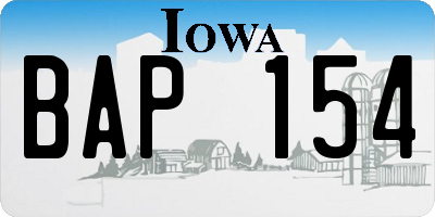 IA license plate BAP154