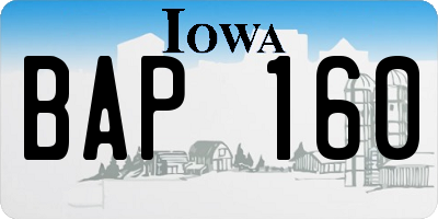 IA license plate BAP160