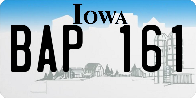 IA license plate BAP161
