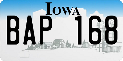 IA license plate BAP168