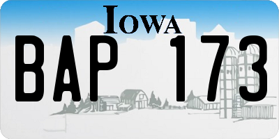 IA license plate BAP173