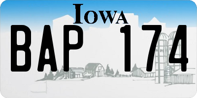 IA license plate BAP174
