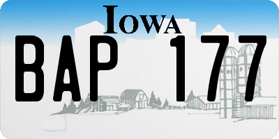 IA license plate BAP177