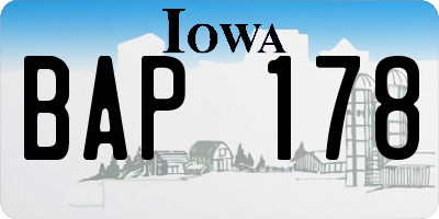 IA license plate BAP178