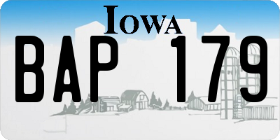 IA license plate BAP179