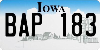 IA license plate BAP183