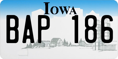 IA license plate BAP186