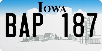 IA license plate BAP187