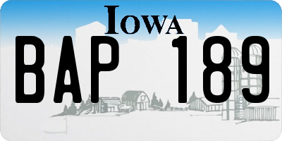 IA license plate BAP189