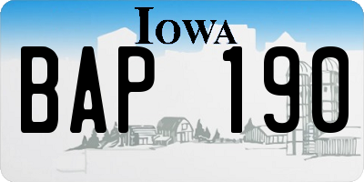 IA license plate BAP190