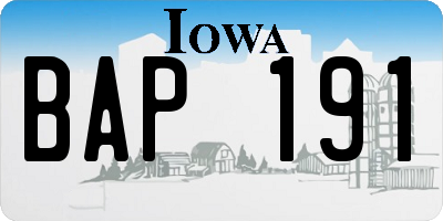 IA license plate BAP191