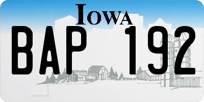 IA license plate BAP192