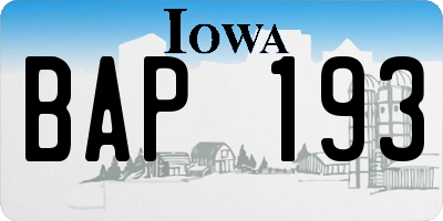IA license plate BAP193
