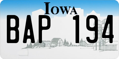 IA license plate BAP194