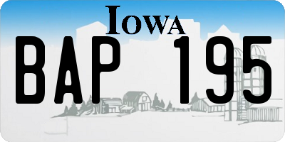 IA license plate BAP195