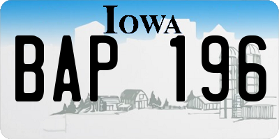 IA license plate BAP196