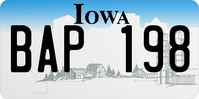 IA license plate BAP198