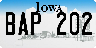 IA license plate BAP202