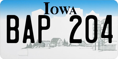 IA license plate BAP204