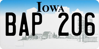 IA license plate BAP206
