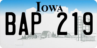 IA license plate BAP219