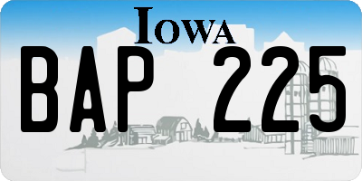IA license plate BAP225