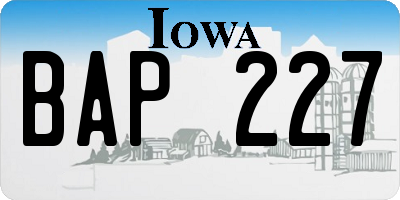 IA license plate BAP227