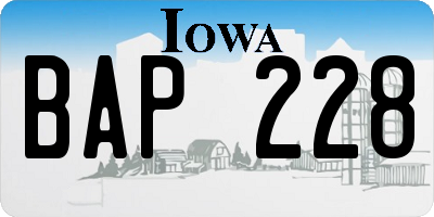 IA license plate BAP228