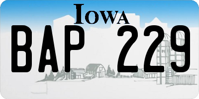 IA license plate BAP229