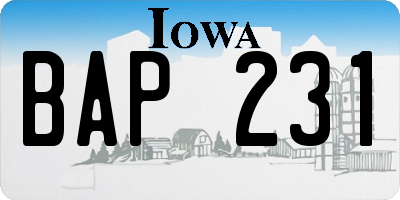 IA license plate BAP231