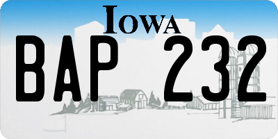 IA license plate BAP232
