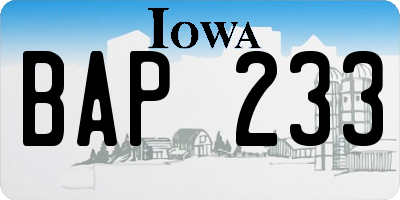 IA license plate BAP233