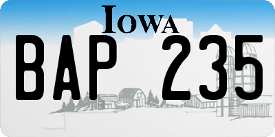 IA license plate BAP235